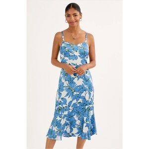 Floral Blue Midi Dress